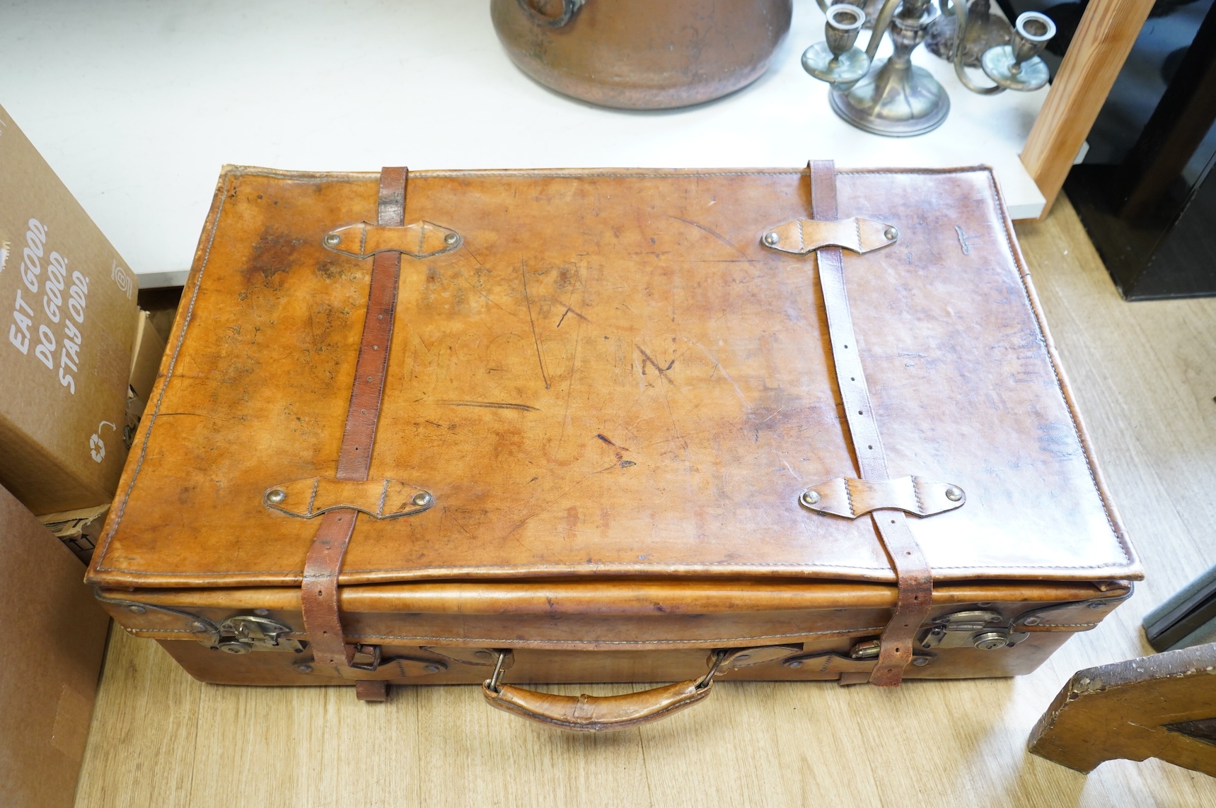 Baitly of Lyon leather case, made in Hong Kong, 70cm wide